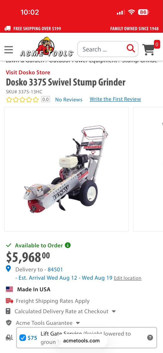 Dosko 337-13HC Stump Grinder