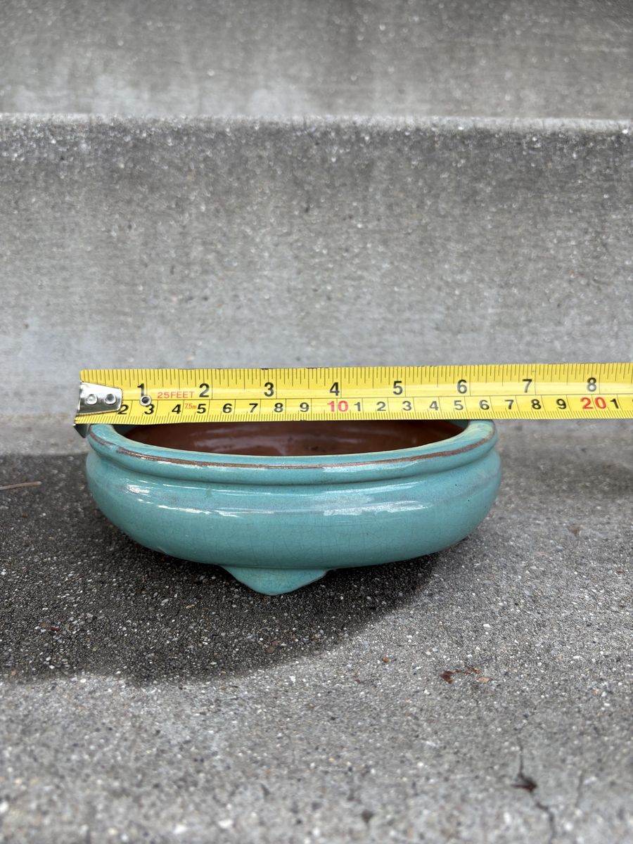 Round Bonsai / Succulent Pot – Turquoise Glaze