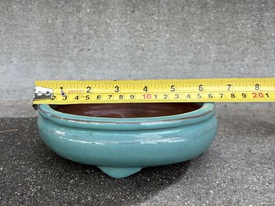 Round Bonsai / Succulent Pot – Turquoise Glaze