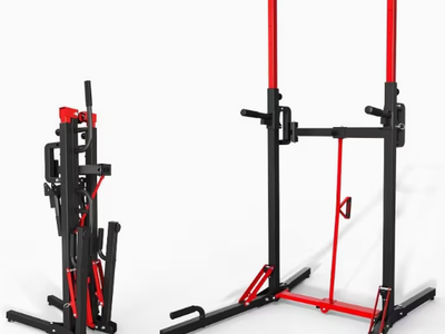 ONETWOFIT Foldable Power Tower Pull Up Bar Station - Adjustable Height Heavy-Duty Home Gym with 330 lbs Capacity