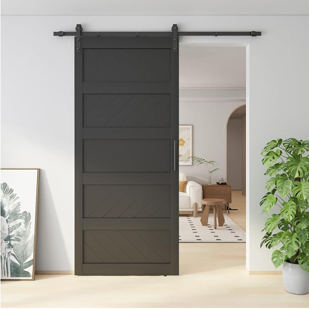 JUBEST 42" x 96" Barn Doors, Sliding Barn Door Kit Wave Shape Door Panel with Hardware Kit Include, MDF Board & PVC Covered