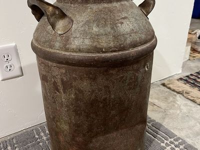 Vintage Metal Milk Can 24 Inch Antique Rustic Farmhouse Decor