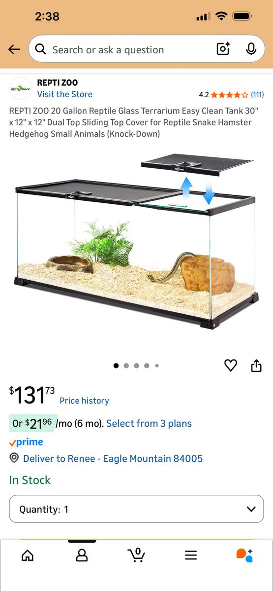 Reptile 20 Gallon Tank