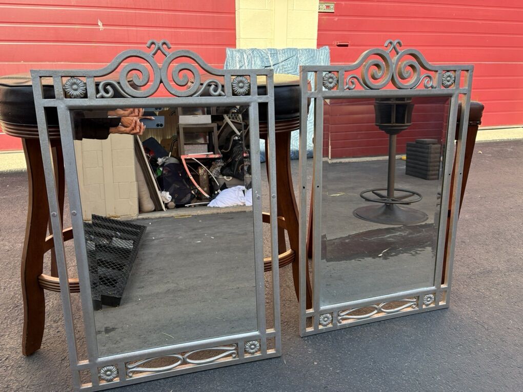 Matching Decorative Metal Wall Mirrors – Set of 2