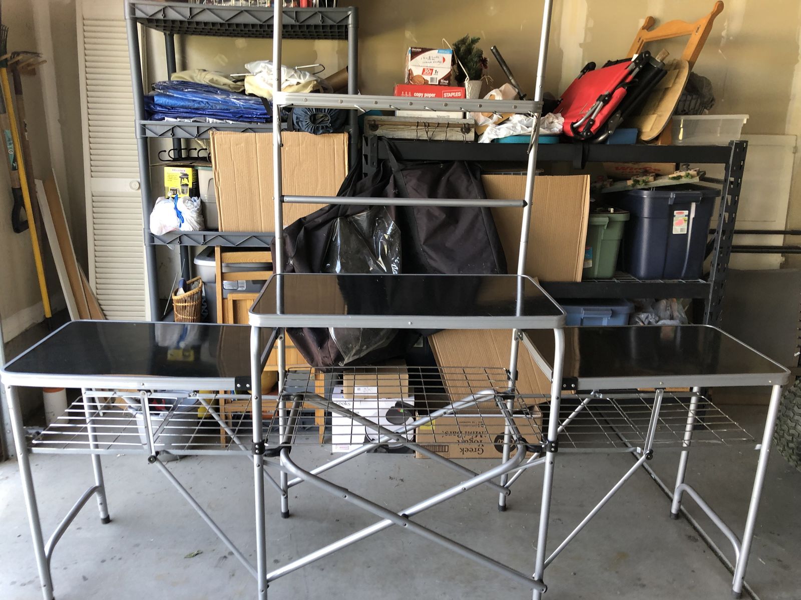 Metal Camping station,  and Kelty two man pup  tent