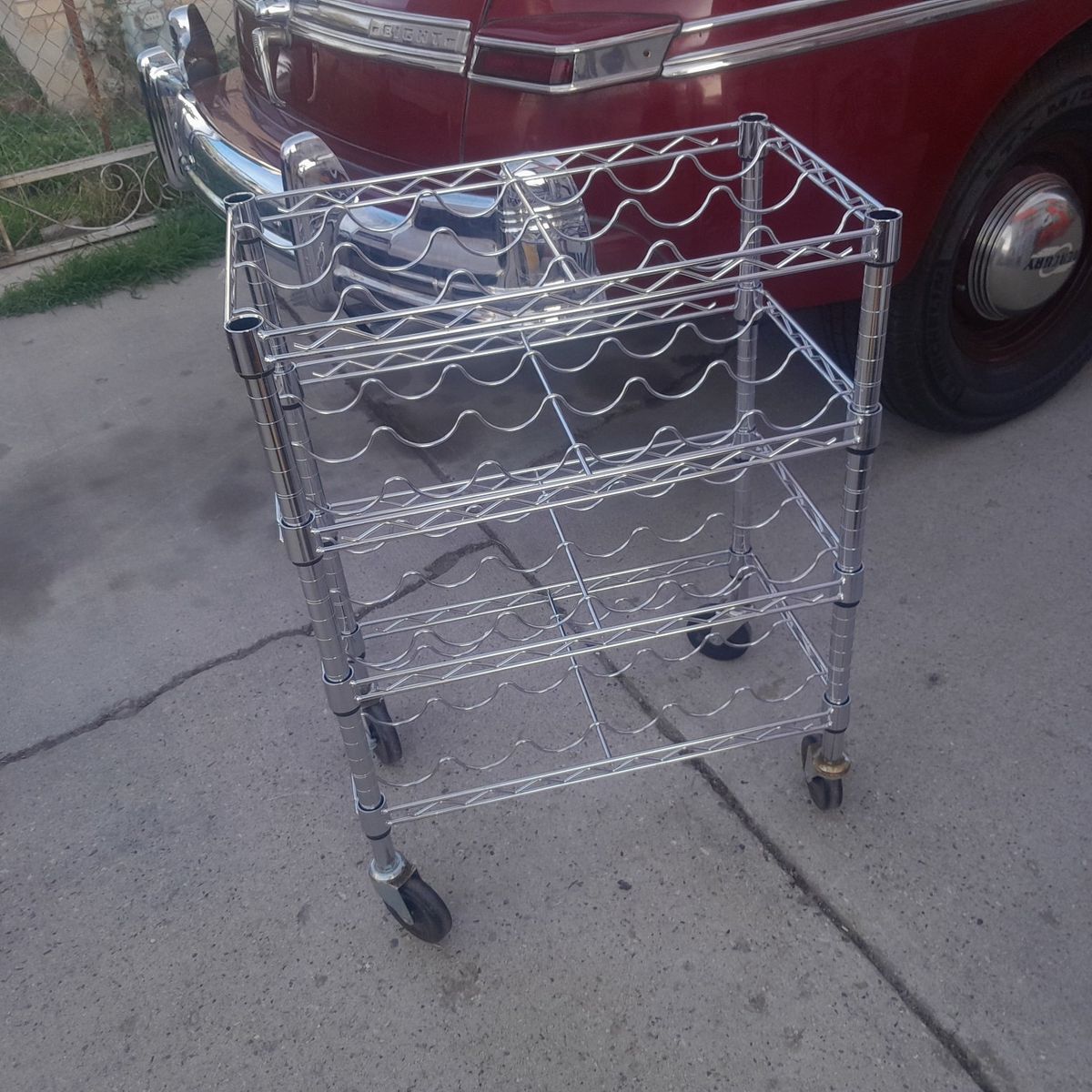 metal wine bottle cart