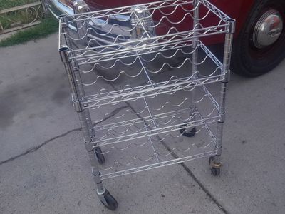 metal wine bottle cart