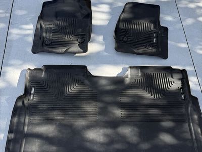 Husky Liners Floor Mats Black All-Weather Vehicle Floor Liners 3-Piece Set for 2017-2022 F350