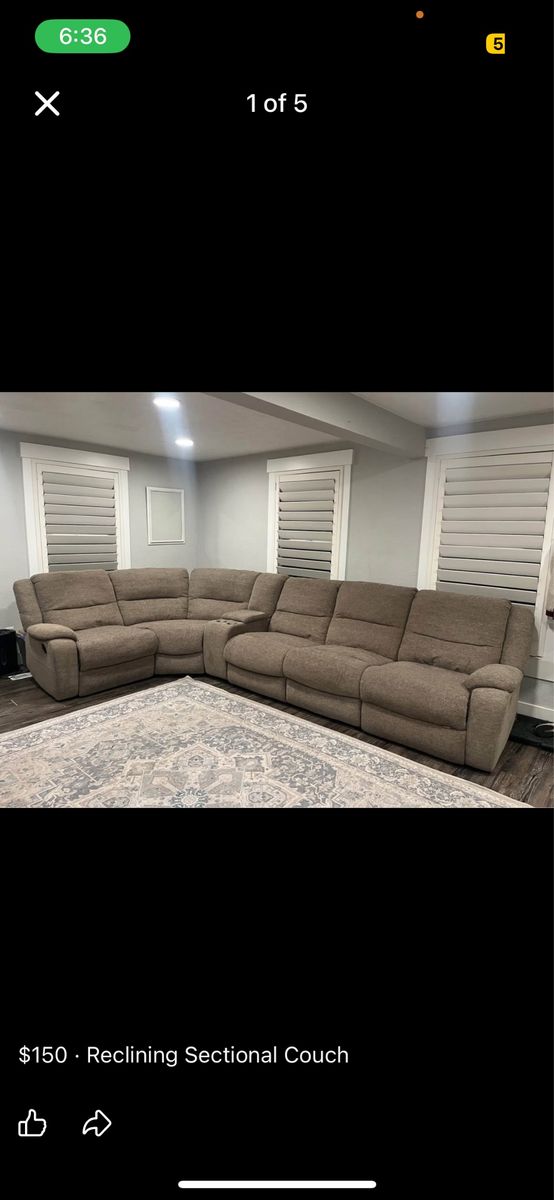Used Reclining Sectional Couch - Spacious & Comfortable