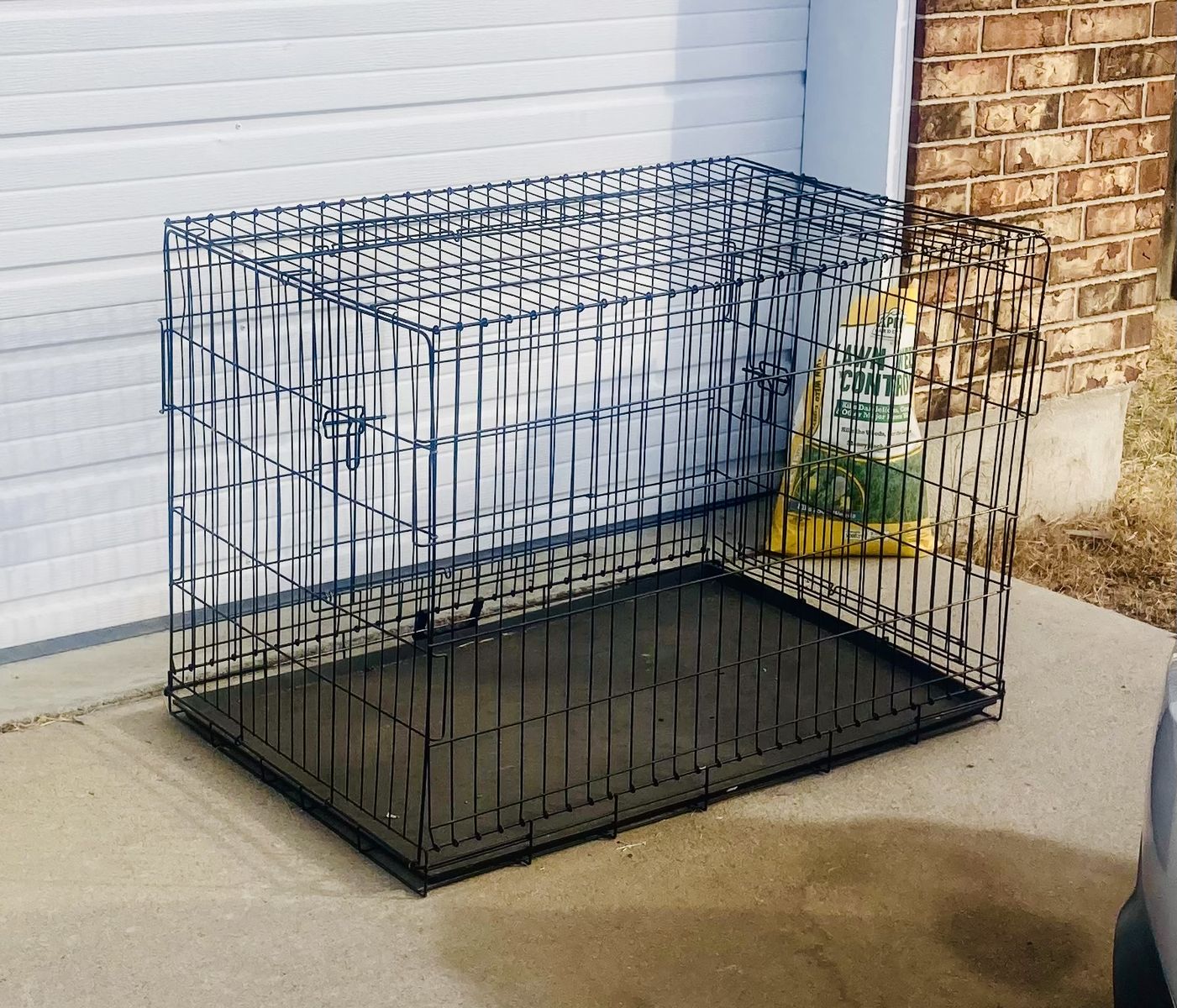 Large Black Wire Dog Crate Kennel with Removable Tray - 2-Door Design