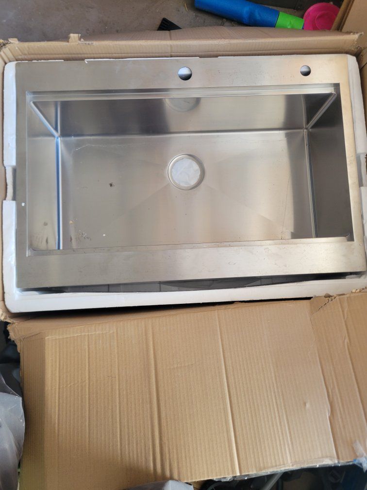 Topmount Stainless Steel Kitchen Sink with Basin Rack and Instructions