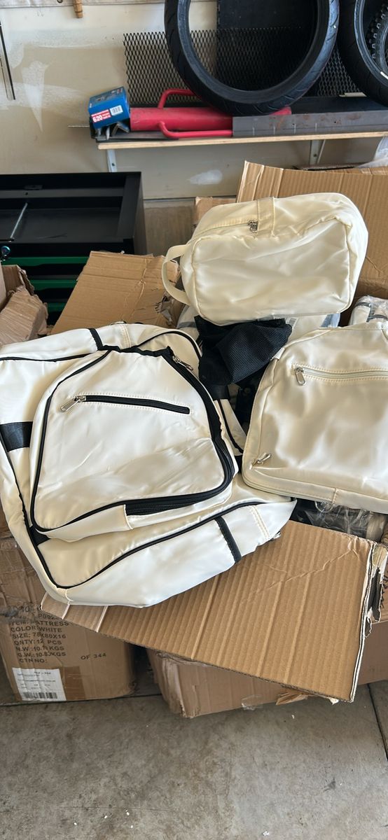 New Off-White/Cream Duffel Bags & Small Organizer Bags (Set of 3)