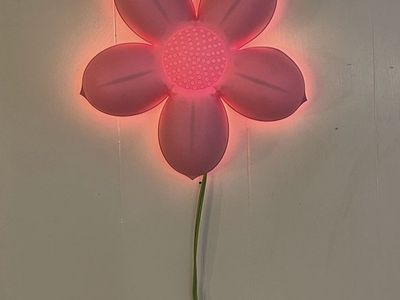 Vintage IKEA Smila Blomma Light Pink Flower Wall Lamp Night Light Hanging 14"