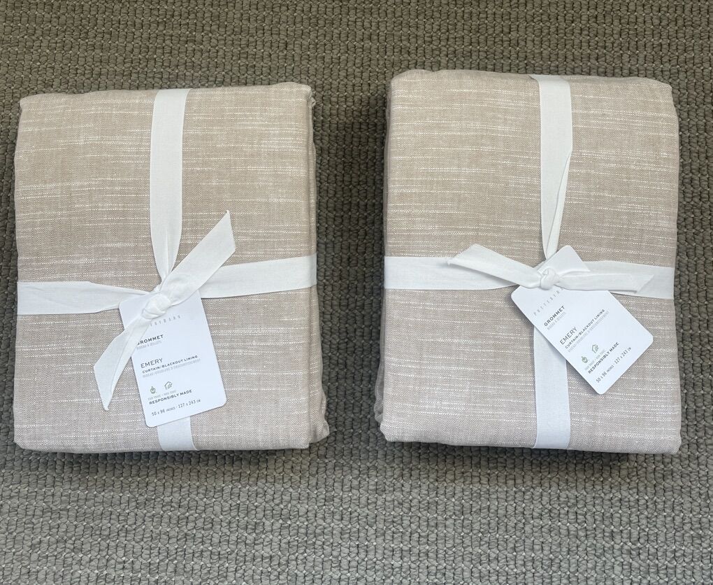 NEW Pottery Emery Linen Grommet Blackout Curtains