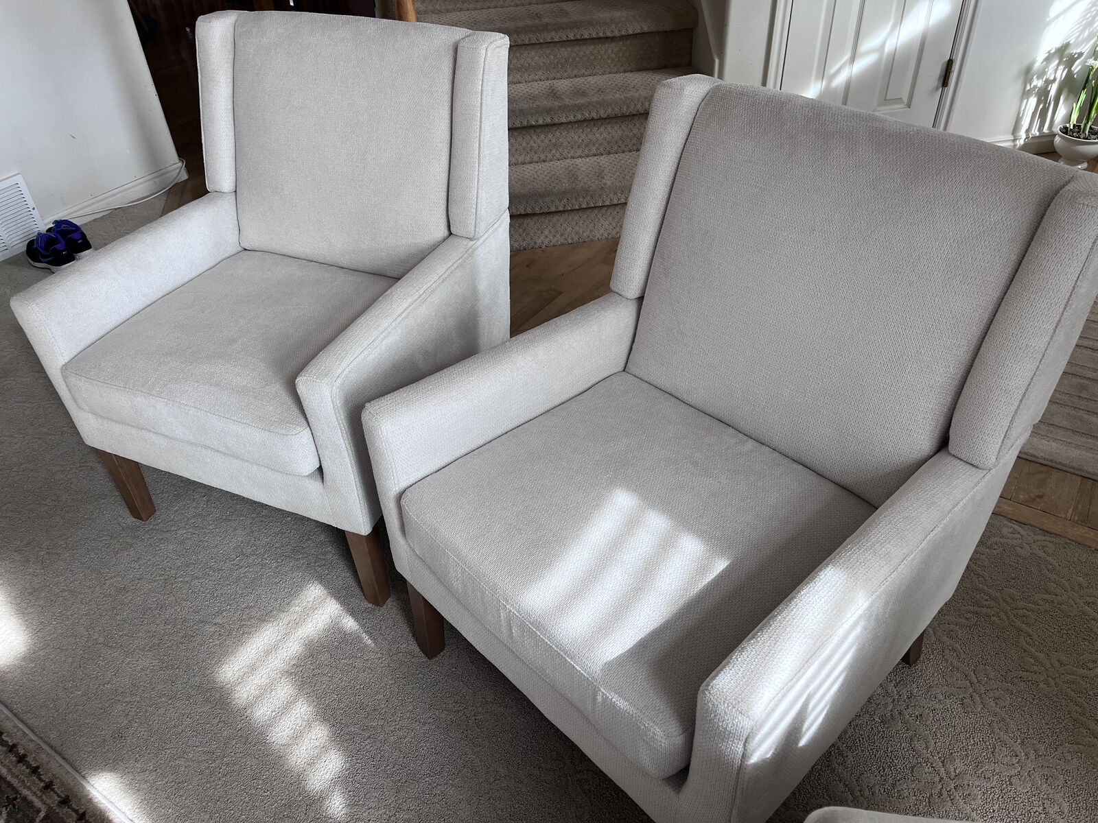 Brand New - Set of Two White Accent Chairs - Already Assembled