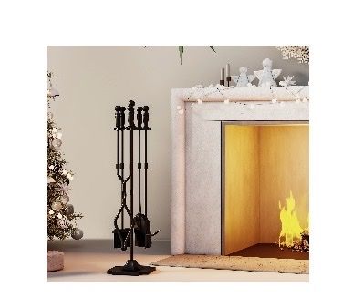 Black Fireplace Tool Set with Stand