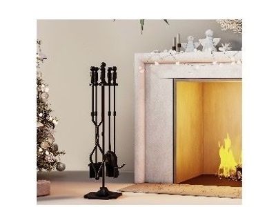 Black Fireplace Tool Set with Stand