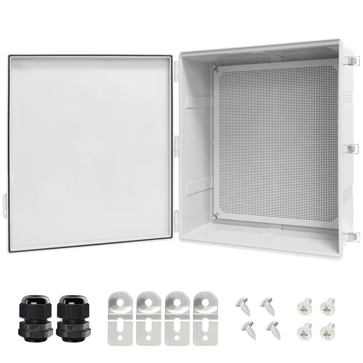 25"x21"x10" Waterproof Electrical/Junction Box with hinged cover and mounting plate