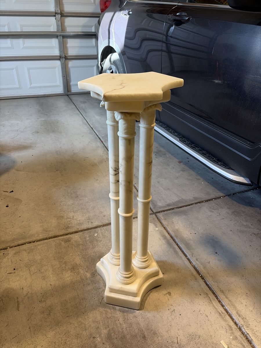 Beautiful HEAVY Solid Marble Plant Stand