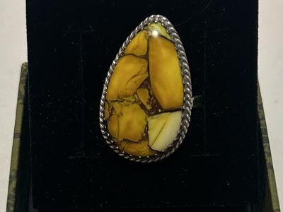 Sterling Silver Yellow Ring Adjustable Size