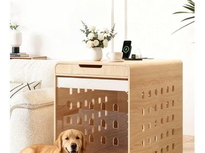 NIB Large Gouun Dog Crate (Oak)