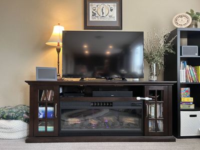 Electric Fireplace with Glass Door Shelf Cabinets