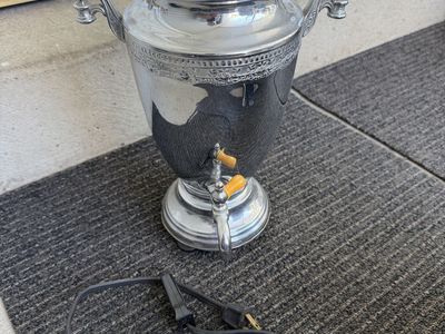 Vintage Forman Bros Electric Samovar Tea Coffee Urn Chrome Plated Glass Top
