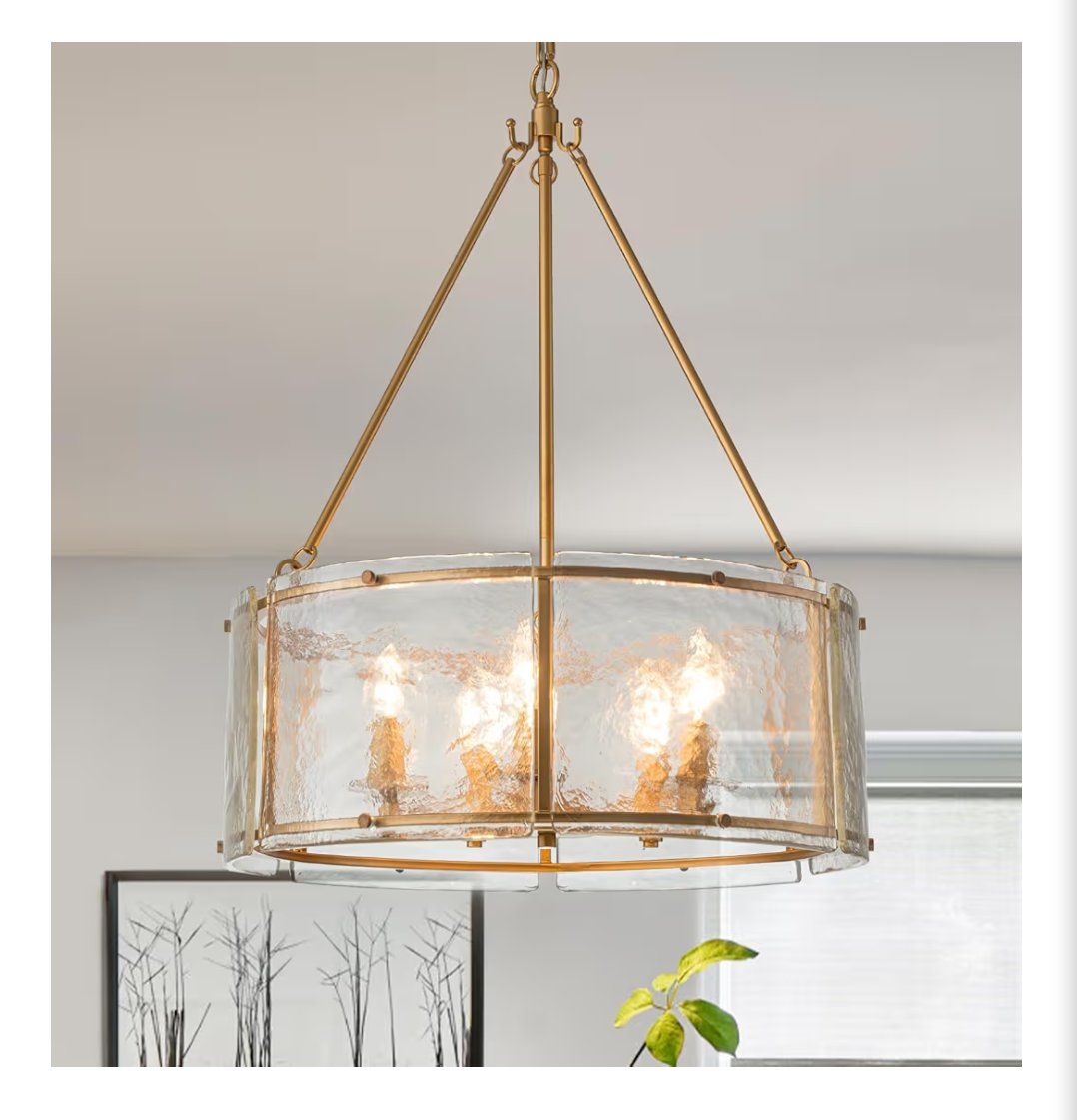 NEW Glass & Gold Modern Drum Chandelier Light Fixture(20.47")- OBO