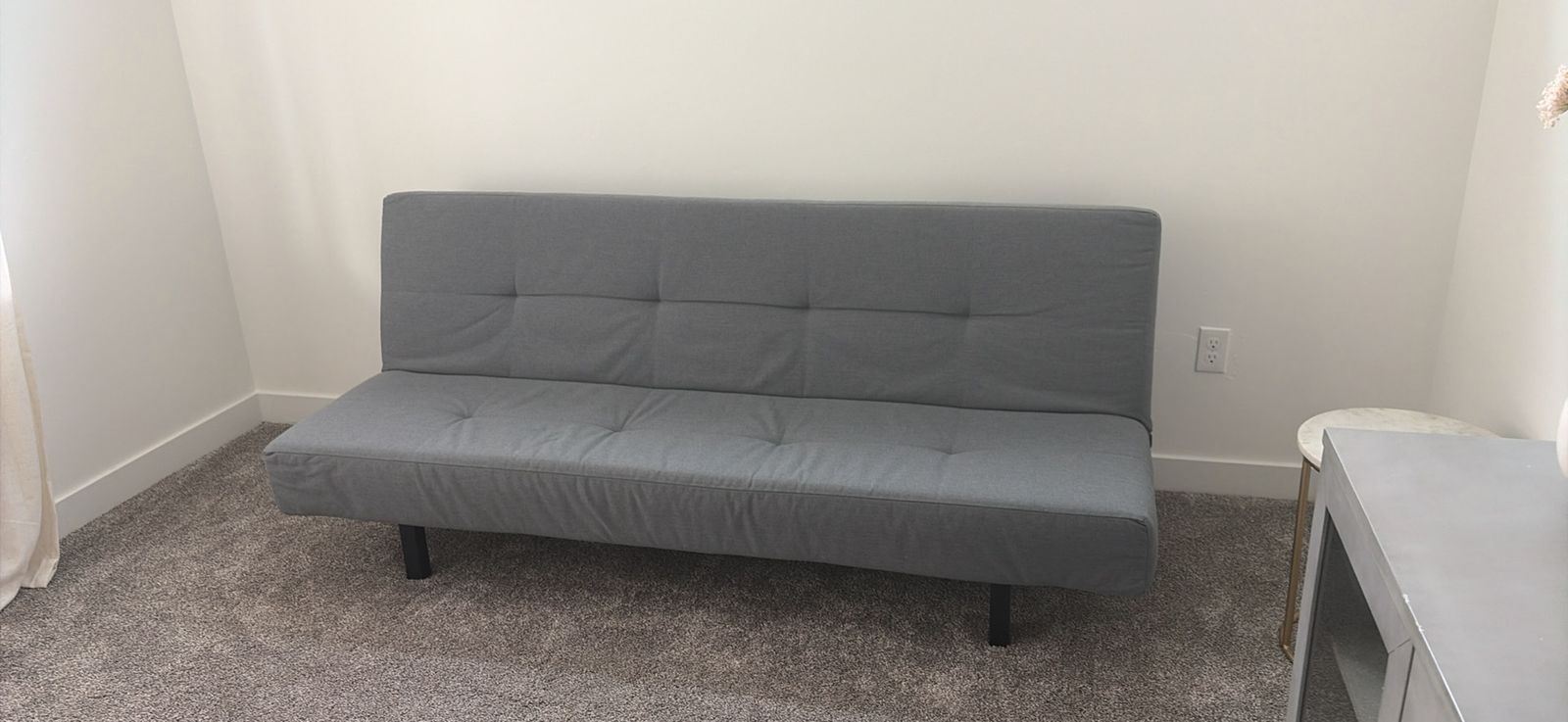 Grey Futon Sofa Bed - 74" Upholstered Sleeper Couch, Excellent Condition, No Stains/Pets