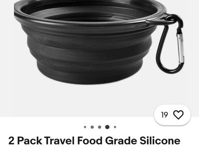 2 Pack Travel Food Grade Silicone Portable Collapsible Pet Bowl Dish