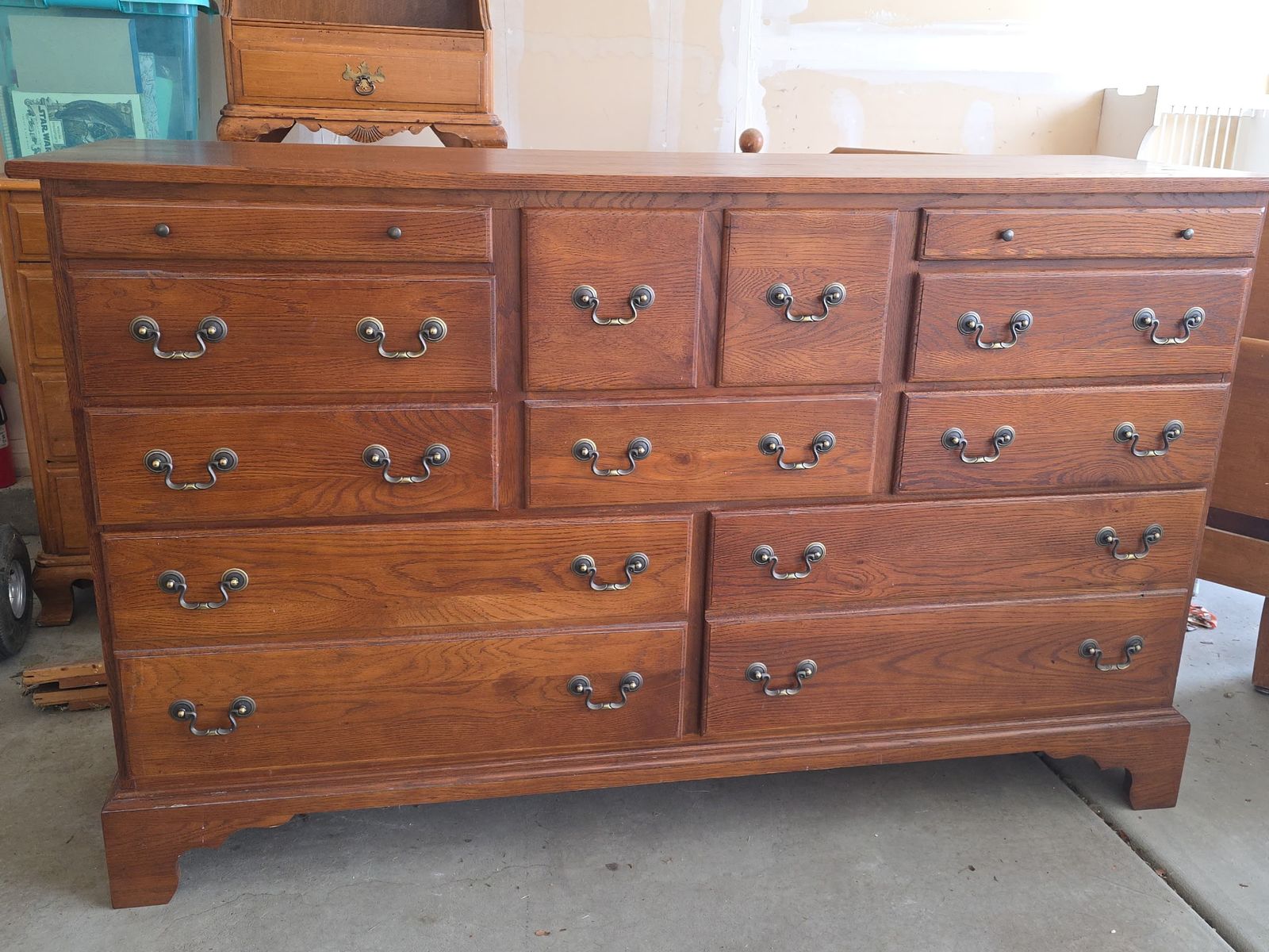 KELLER FURNITURE Chestnut Creek Collection Solid Oak Early American Style 64" Double Dresser 2690