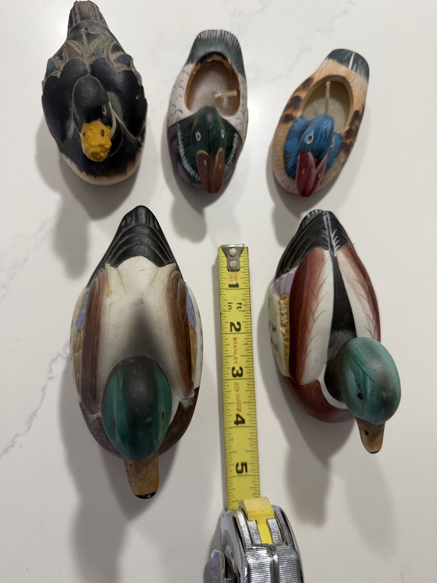 Vintage Ceramic Duck Figurines (Set of 5) - Hand-Painted Decorative Waterfowl