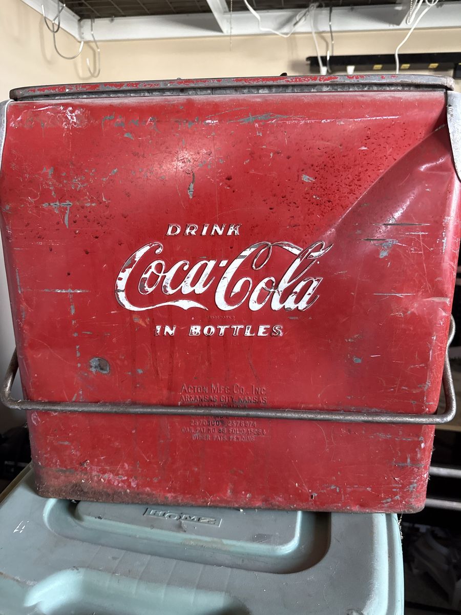 Vintage Coca-Cola Metal Cooler by Acton Mfg Co - Red Ice Chest with Bottle Opener