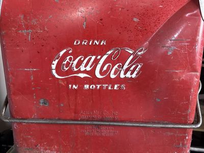 Vintage Coca-Cola Metal Cooler by Acton Mfg Co - Red Ice Chest with Bottle Opener