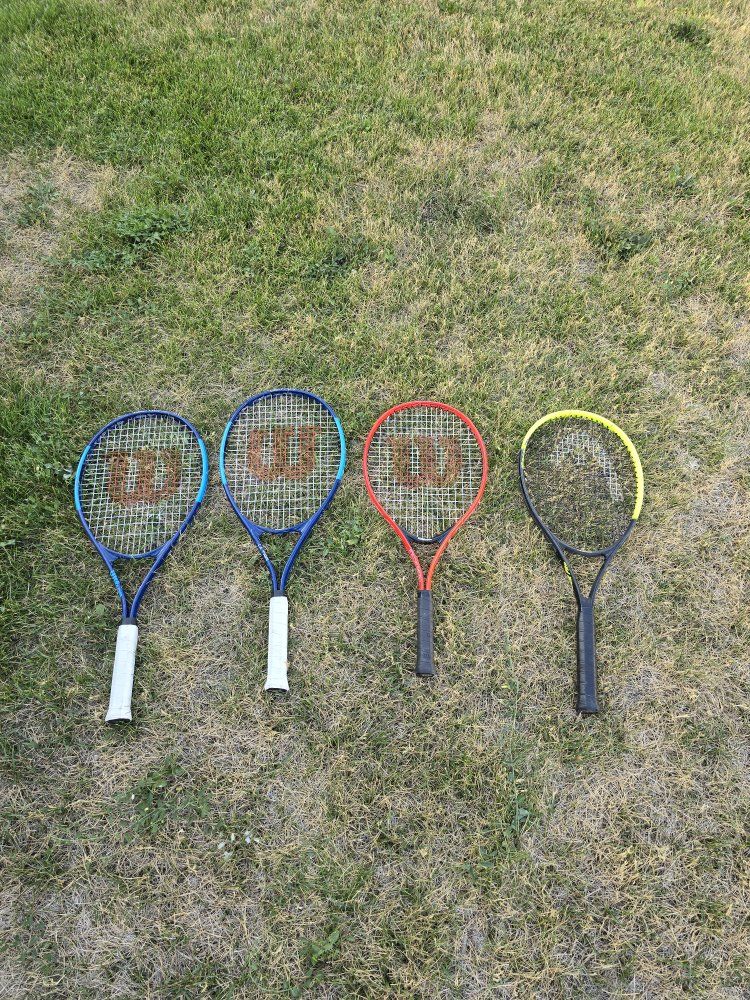 Lot of 4 Tennis Racquets - Wilson & Head Assorted Models