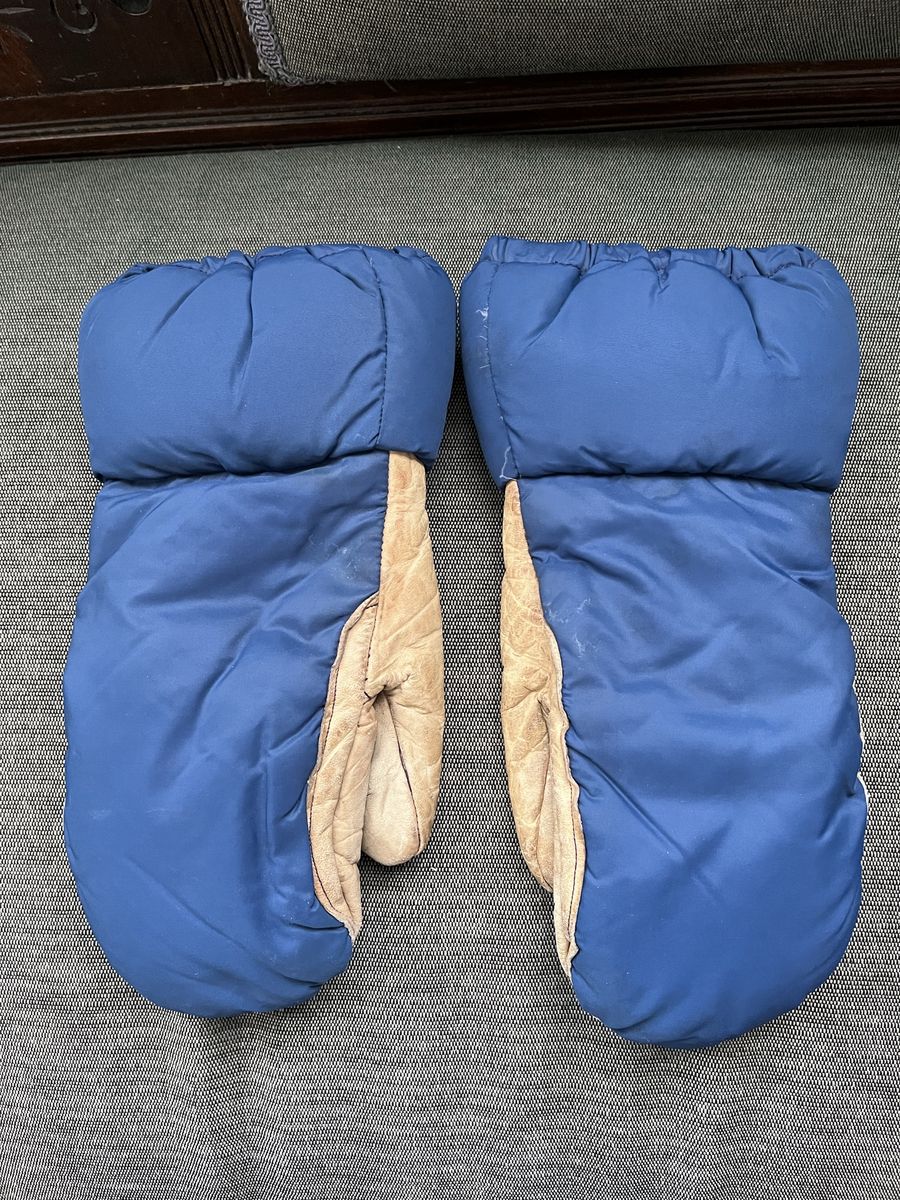 Vintage Down Filled Gloves / Mittens -With Leather - Adult Size
