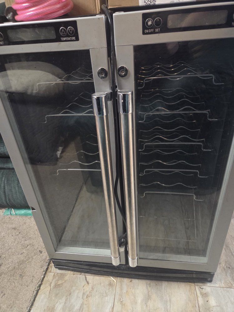 Dual Zone Stainless Steel Wine Refrigerator Cooler with Glass Doors