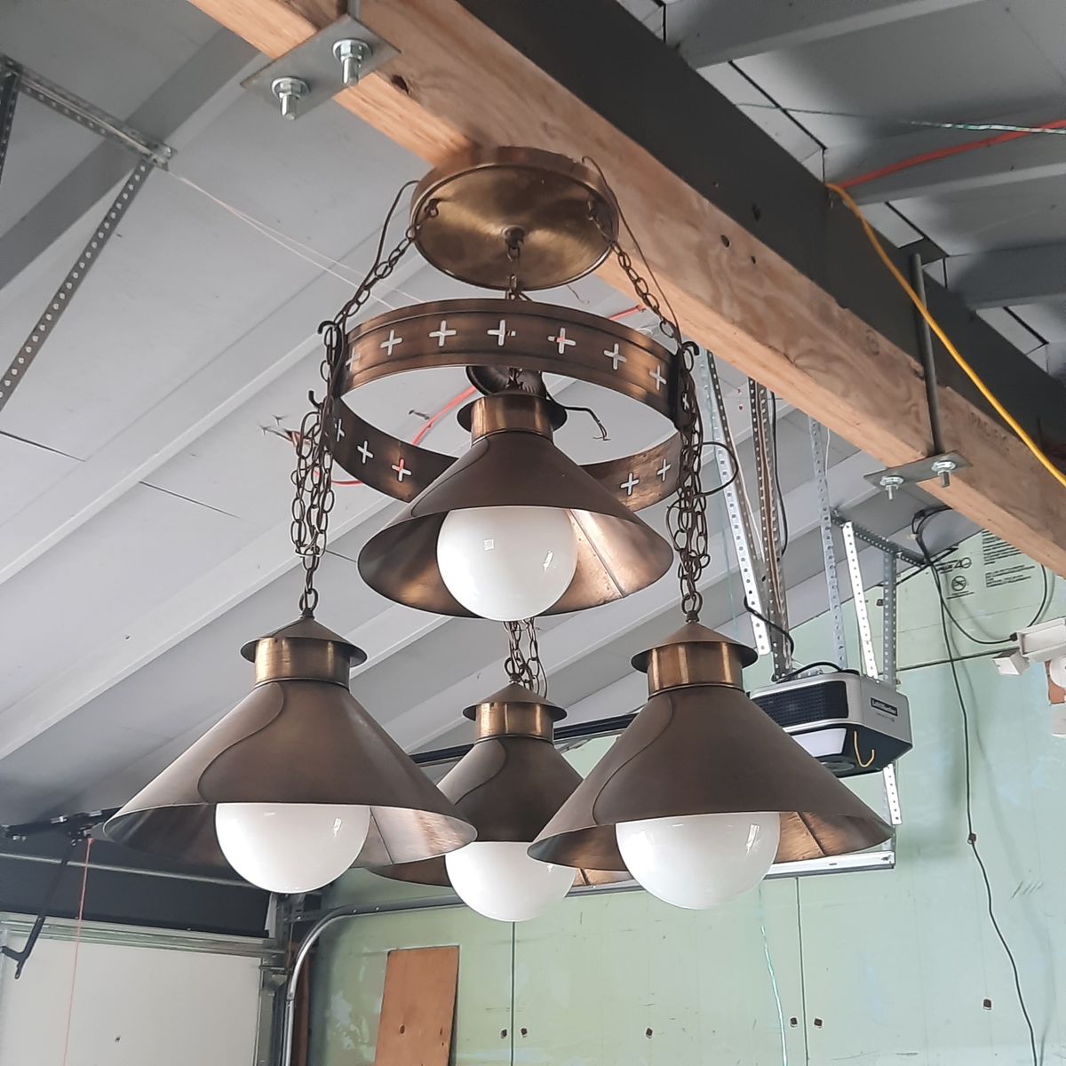 Large brass chandelier  and pendant light