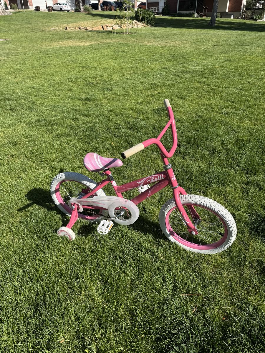 Girls Pink Lolli Kids Bike with Training Wheels Ready to Ride