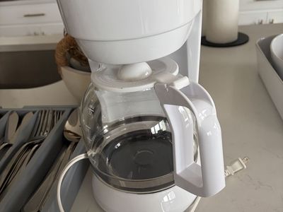 White 12-Cup Drip Coffee Maker with Glass Carafe