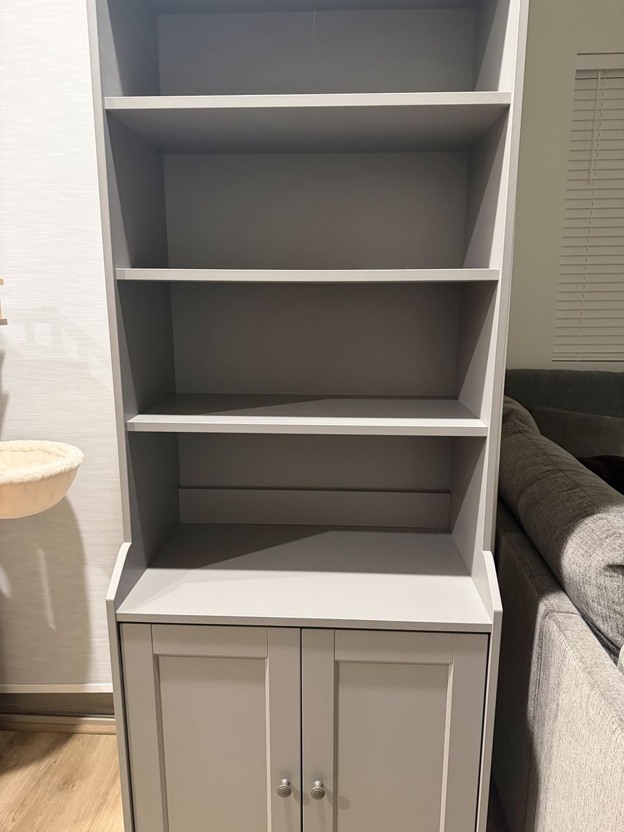 Gray Bookshelf with Cabinet Storage -x2
