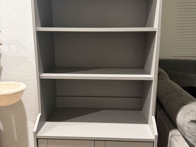 Gray Bookshelf with Cabinet Storage -x2