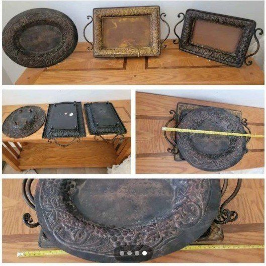 Vintage Metal Trays-Rustic Home Decor, Ornate Design