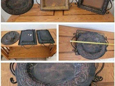 Vintage Metal Trays-Rustic Home Decor, Ornate Design