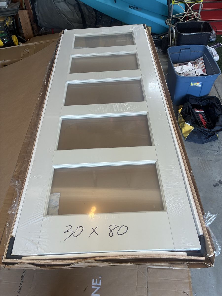 White 5-Lite Glass Interior Door Slab - 30" x 80"