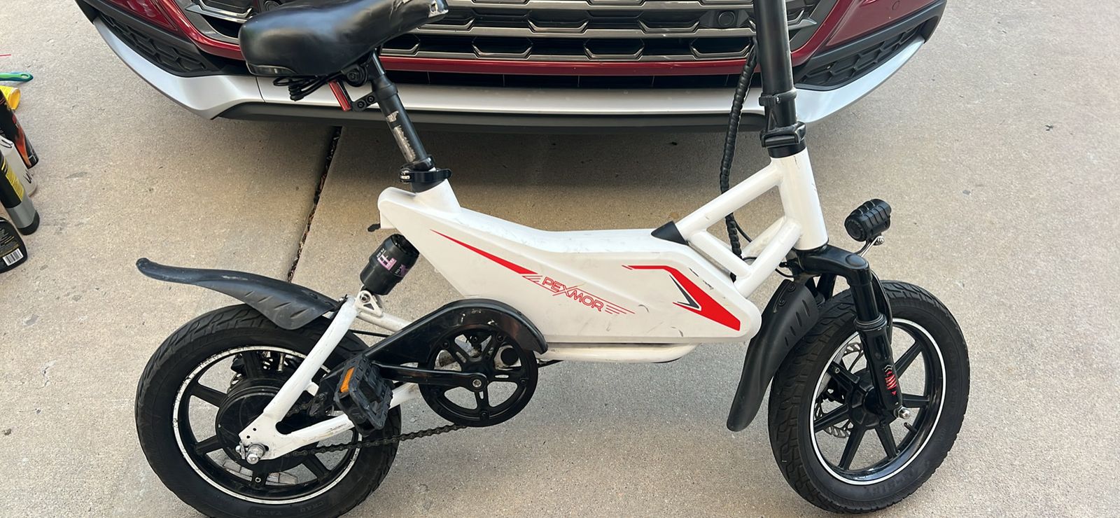 Pexmor Electric Bike Folding E-Bike White/Red - Compact Commuter, Good Condition