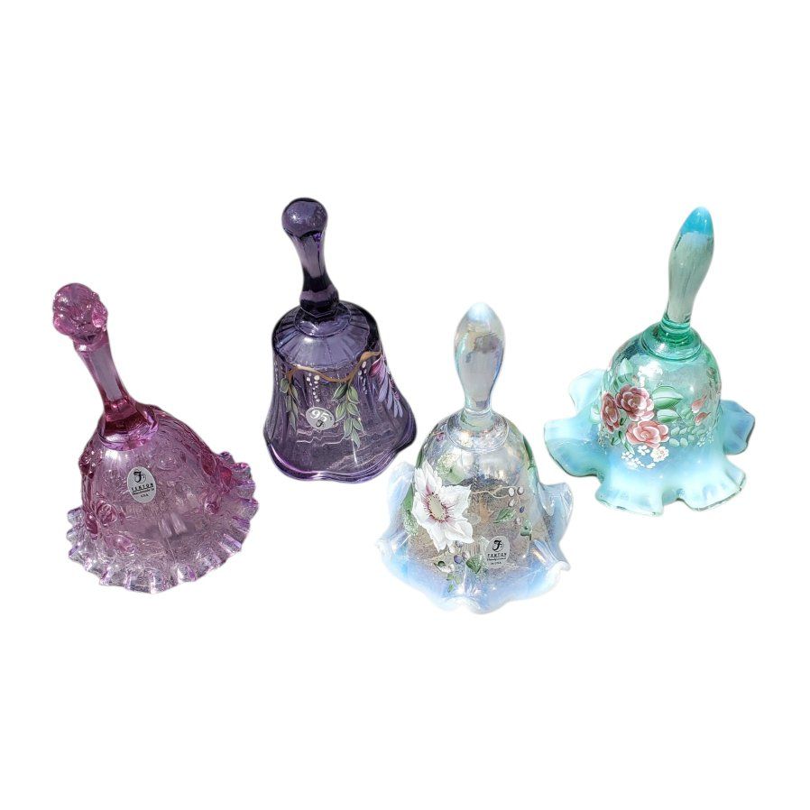 Set of 4 | Fenton Glass Bells | Handpainted