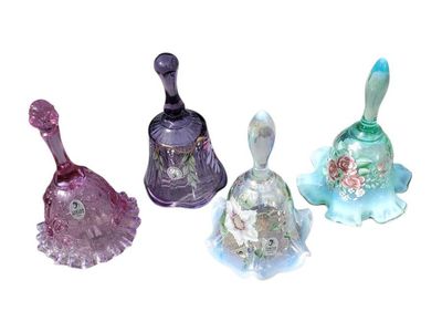 Set of 4 | Fenton Glass Bells | Handpainted
