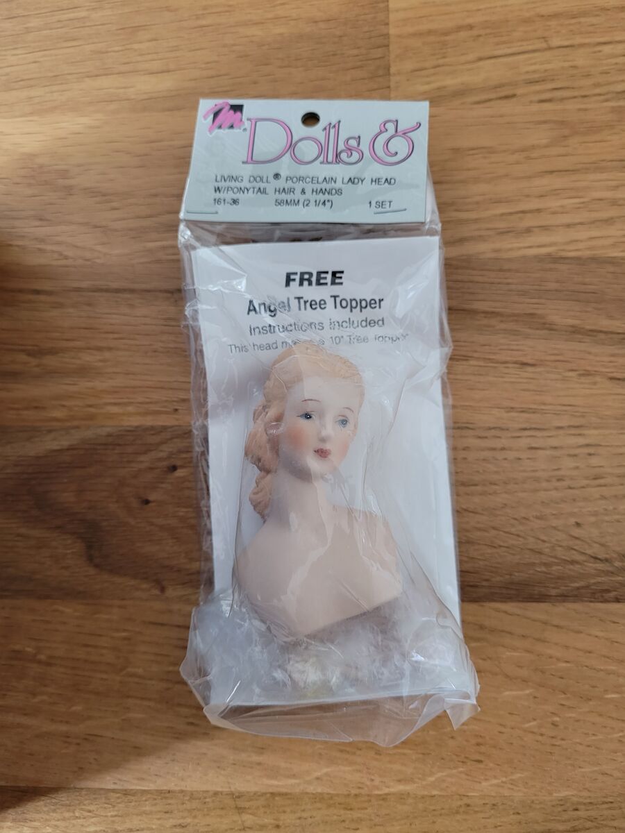 Porcelain Lady Head with Ponytail Hair and Hands