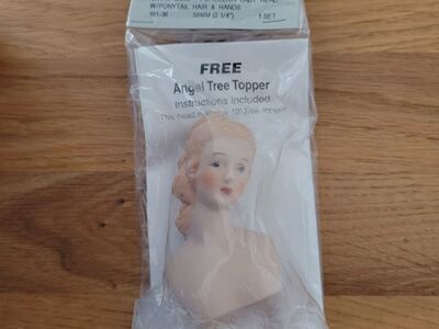 Porcelain Lady Head with Ponytail Hair and Hands